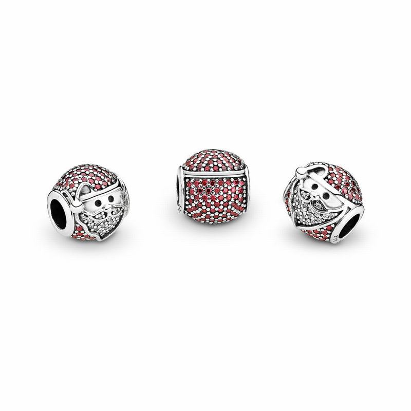 Pandora Sparkling Jolly Santa Charm - Sterling Silver/Red/Cubic Zirconia - Canada | ZO3138YA